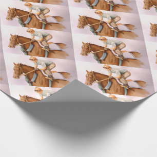 RaceHorse and JockeyWaterColor Wrapping Paper