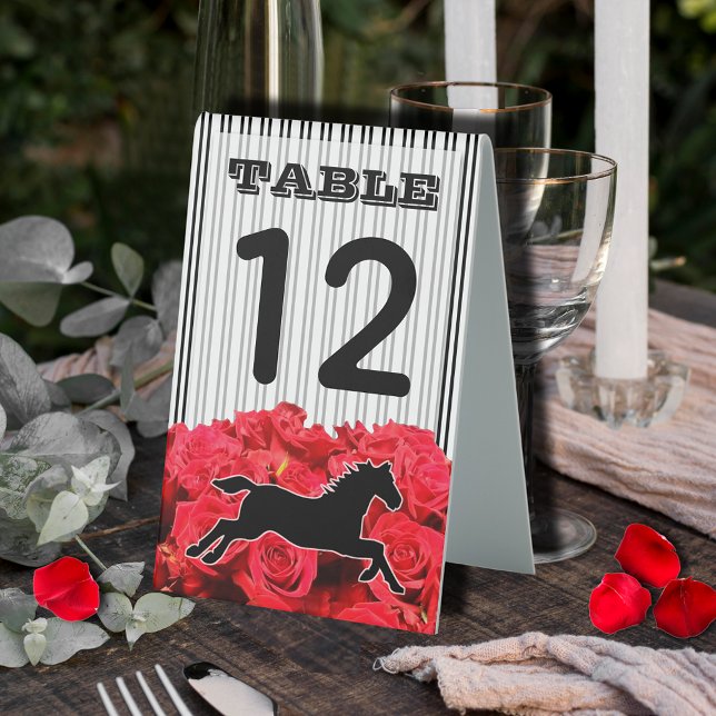 Racehorse and Red Roses Derby Party (Table numbers on plastic table tent style are available in 2 sizes for this design layout.)