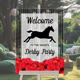 Racehorse and Roses Derby Party Welcome Acrylic Sign