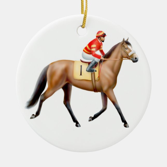 Racehorse Trotting to the Post Ornament (Front)