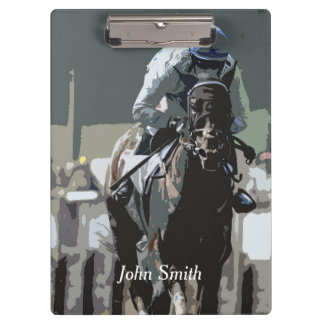 Racehorse With Jockey In Blue Clipboard