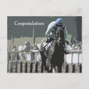 Racehorse With Jockey In Blue Postcard