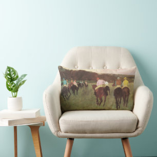 Racehorses at Longchamp by Edgar Degas Lumbar Cushion