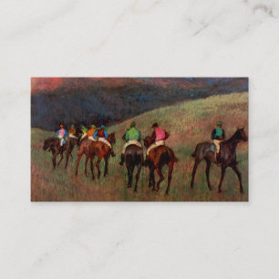 Racehorses in a Landscape jockeys horse art Degas Business Card