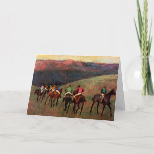 Racehorses in a Landscape jockeys horse art Degas Card