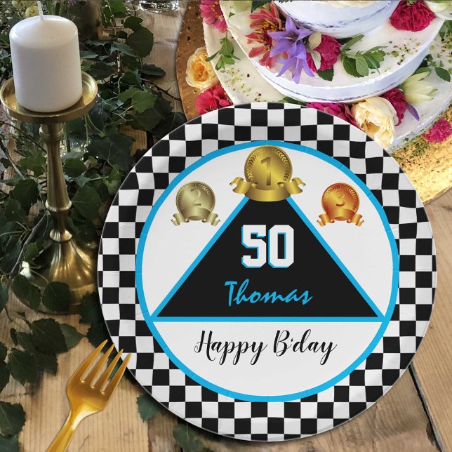 Racer Birthday Plates, Driver, Car, Medals Paper Plate (Creator Uploaded)