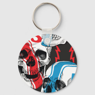 Racer Skull: Vintage Seamless Rebellion. Key Ring