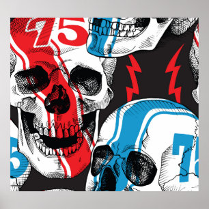 Racer Skull: Vintage Seamless Rebellion. Poster