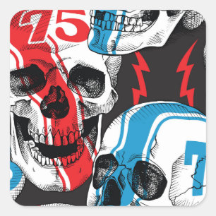 Racer Skull: Vintage Seamless Rebellion. Square Sticker