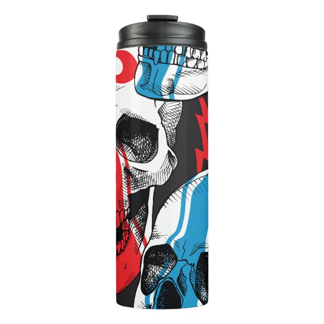 Racer Skull: Vintage Seamless Rebellion. Thermal Tumbler (Front)