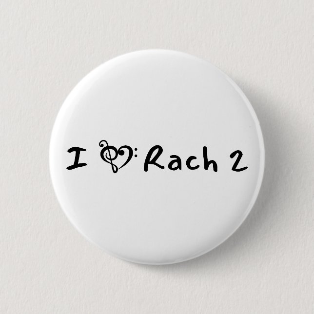 Rach 2 Minimalist Black Text Classical Music 6 Cm Round Badge (Front)