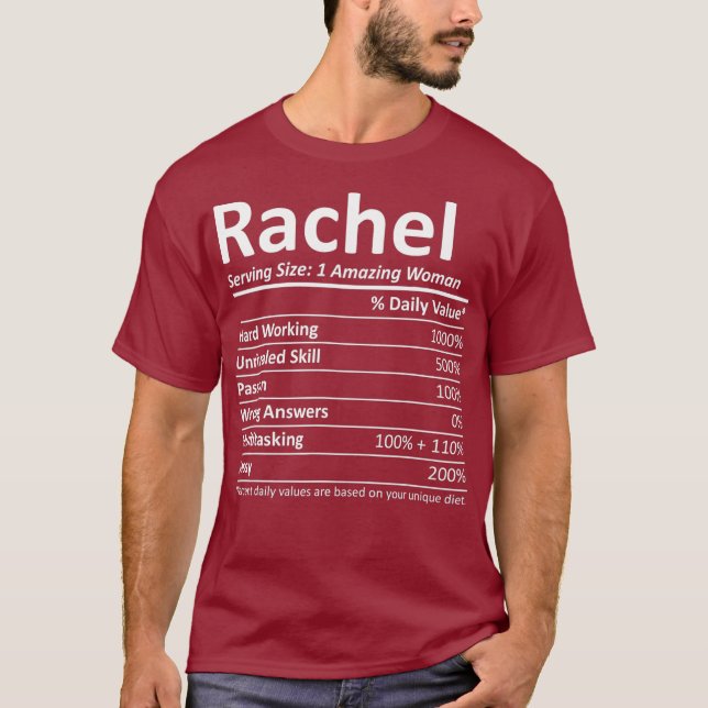 RACHEL Nutrition Personalised Name Funny Gift T-Shirt (Front)