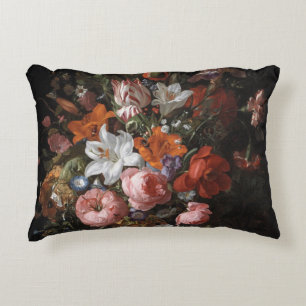 Rachel Ruysch - Flowers In A Glass Vase Decorative Cushion
