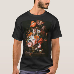 Rachel Ruysch - Flowers In A Glass Vase T-Shirt