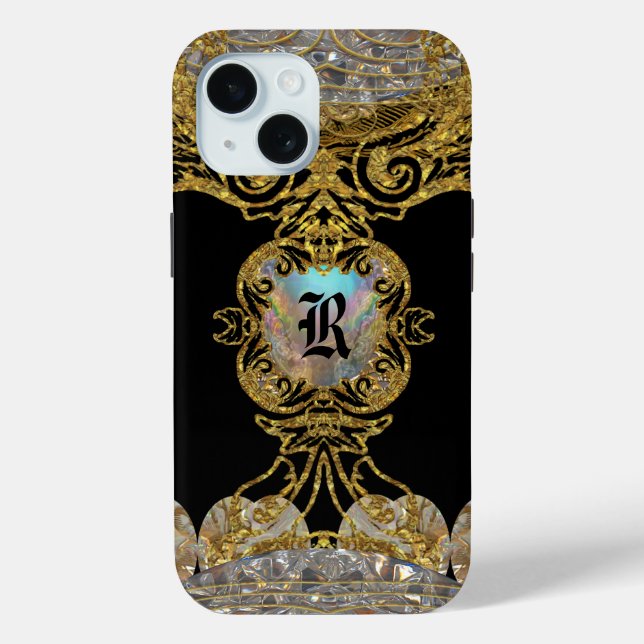 Rachella Elegant Ebony Chic Monogram Case-Mate iPhone Case (Back)