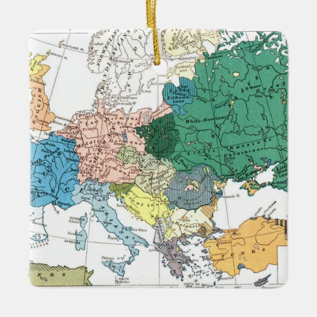 Racial Map of Europe Ceramic Ornament (Front)