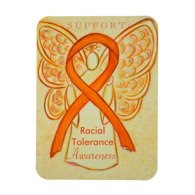 Racial Tolerance Awareness Ribbon Angel Magnet (Vertical)