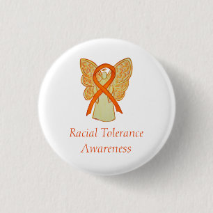 Racial Tolerance Orange Awareness Angel Ribbon Pin