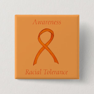 Racial Tolerance Orange Awareness Ribbon Pin