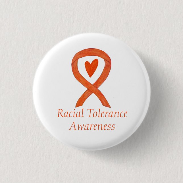 Racial Tolerance Orange Awareness Ribbon Pin (Front)