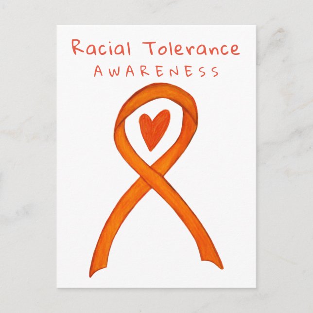 Racial Tolerance Orange Awareness Ribbon Postcards (Front)