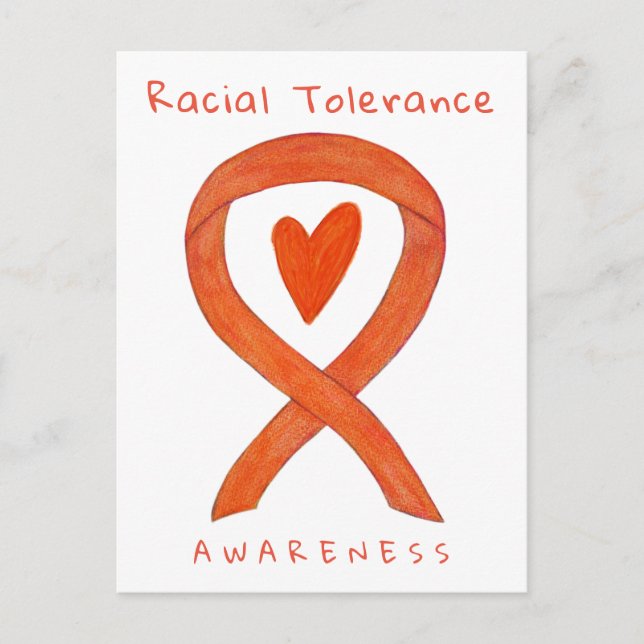 Racial Tolerance Orange Awareness Ribbon Postcards (Front)