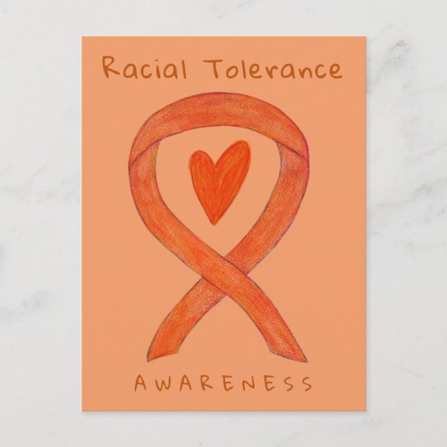 Racial Tolerance Orange Awareness Ribbon Postcards (Front)