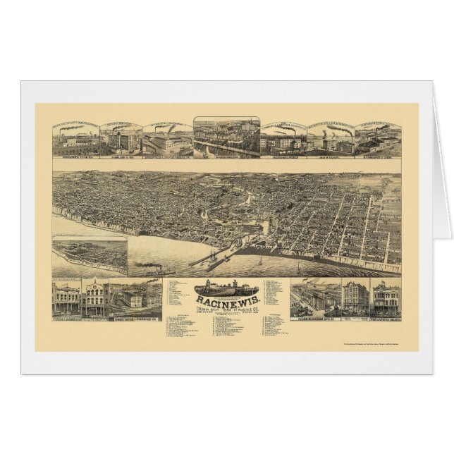 Racine, WI Panoramic Map - 1883 (Front Horizontal)