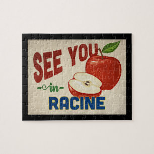 Racine Wisconsin Apple - Vintage Travel Jigsaw Puzzle