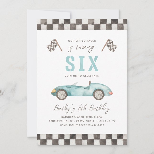 Racing 6th Birthday Invitation | Fast Invitation (Front)
