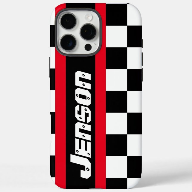 Racing auto sports chequered flag name  Case-Mate iPhone case (Back)