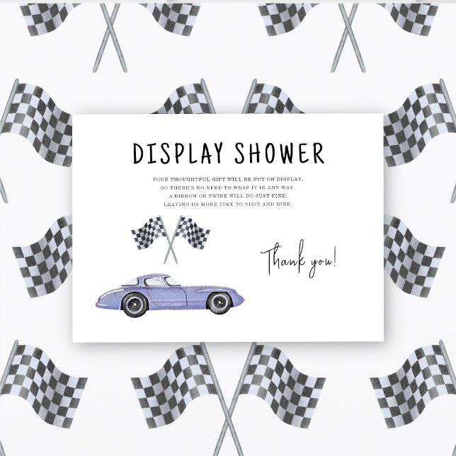 Racing baby shower - display shower enclosure card (Creator Uploaded)