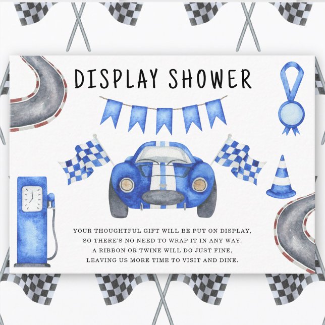 Racing baby shower - display shower enclosure card (Creator Uploaded)