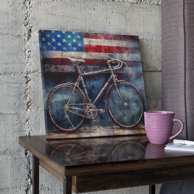 racing bike in acrylic american flag background (Creator Uploaded)