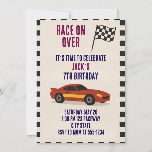 Racing Birthday  Invitation (Front)