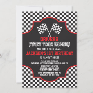 Racing Birthday Invitation, Race Car Invite
