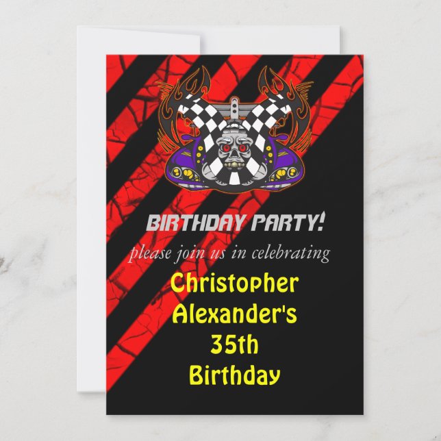 Racing Birthday Party Invitations (Front)