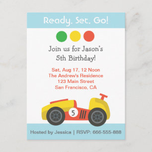Racing Birthday Theme Party Invitation
