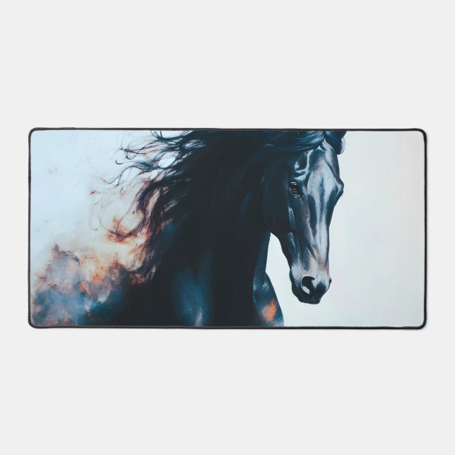  Racing Black Horse Portrait Minimalist Desk Mat (Front)