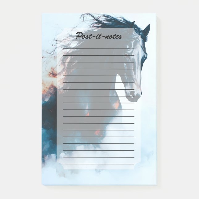 Racing Black Horse Portrait Minimalist Post-it Notes (Front)