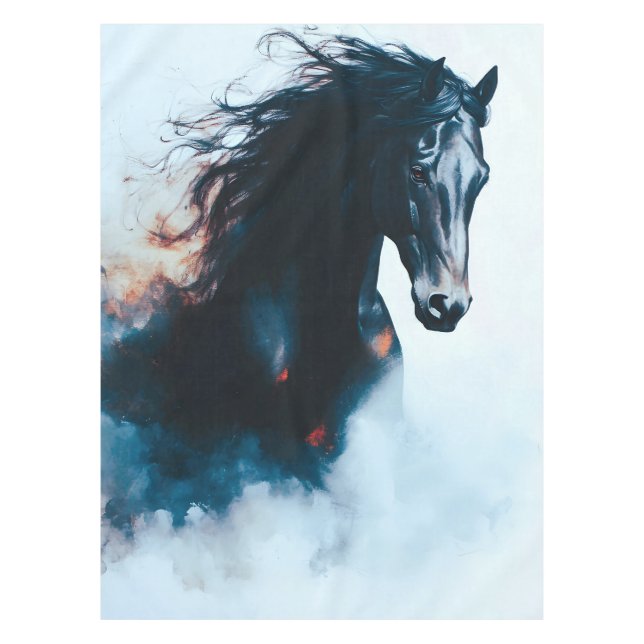  Racing Black Horse Portrait Minimalist Tablecloth (Front)