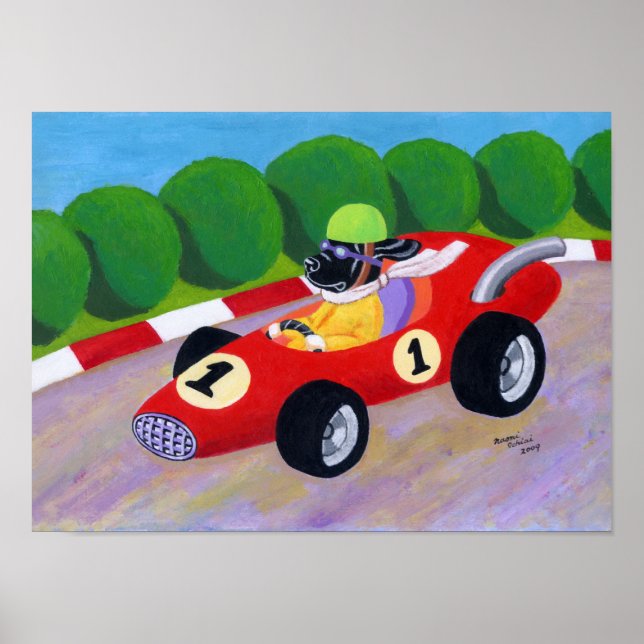 Racing Black Labrador Artwork Poster (Front)