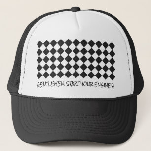 Racing Black White Gentlemen Start your Engines Trucker Hat
