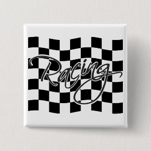 Racing button, customise 15 cm square badge