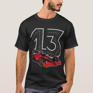 Racing Car Birthday Boy Race Track Number 13 Years T-Shirt