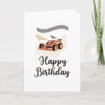 Racing car birthday card