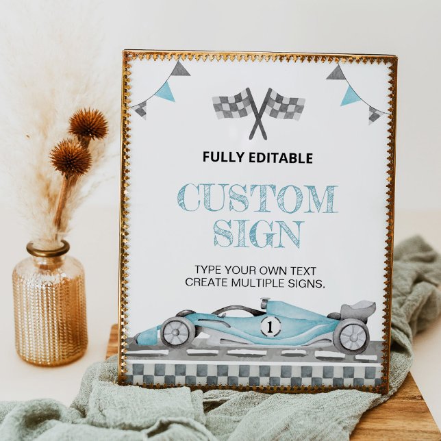 Racing Car Birthday Party Custom Table Sign (Creator Uploaded)