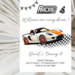 Racing Car Birthday Party - Fast One Race Car Invitation