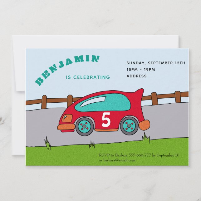 Racing Car Birthday Party Invitation (Front)