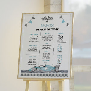 Racing Car Birthday Party Milestone Poster